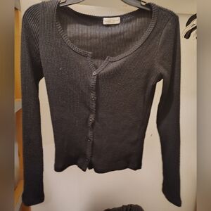 Forever 21 Charcoal Ribbed Knit Cardigan